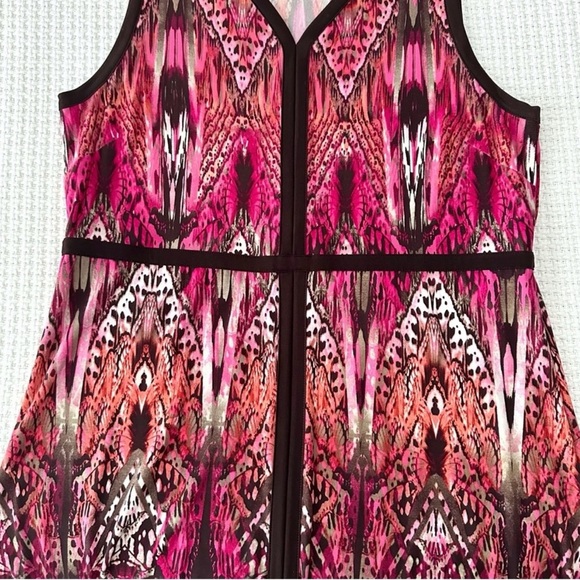 Chico's Maxi Dress Size 2Pink Brown Womens 12 Large Art Nouveau Butterfly Print - Picture 4 of 12